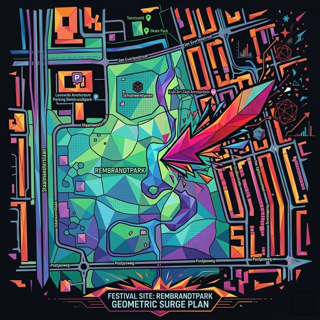 Geometric surge plan map of Rembrandtpark festival site