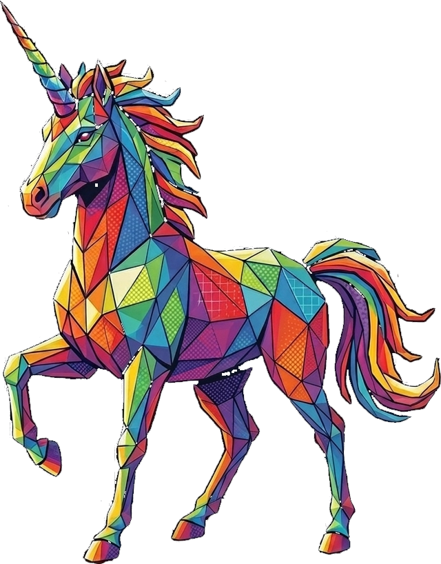 UNLEASHED 26 geometric unicorn